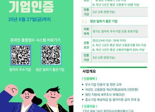 경기도, 일자리 우수기업·청년 일하기 좋은 기업 인증 기업 모집