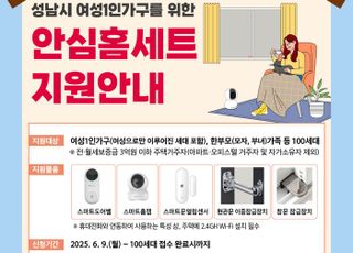 성남시 여성 1인 가구 100가구에 안심 홈세트 지원