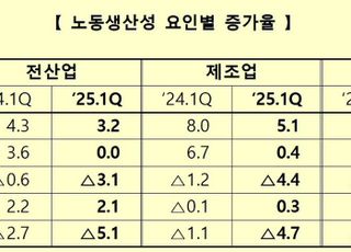 올해 1분기 전산업 노동생산성 3.2% 증가…일시적 근로시간 감소 영향