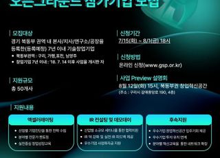 경기도, ‘북동부권 경기창업혁신공간 오픈그라운드’ 참가기업 50곳 모집