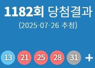 1182회 로또 1등 당첨번호 '1, 13, 21, 25, 28, 31'...1등 당첨지역 어디?
