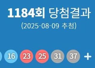 1184회 로또 1등 당첨번호 '14·16·23·25·31·37'..1등 당첨지역 어디?