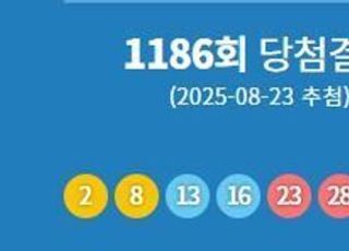 1186회 로또 1등 당첨번호 '2·8·13·16·23·28'..1등 당첨지역 어디?