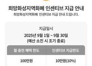 화성특례시, 9~10월 지역화폐 구매한도 100만 원까지 상향