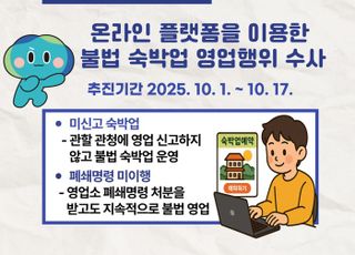 경기도, 온라인 숙박 플랫폼 이용 불법행위 집중 단속