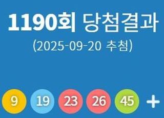 1190회 로또 1등 당첨번호 '7·9·19·23·26·45'..1등 당첨지역 어디?