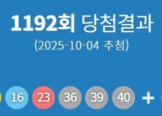 1192회 로또 1등 당첨번호 '10·16·23·36·39·40'...1등 당첨지역 어디?