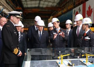 60조 캐나다 잠수함 수주전 '키맨' 캐나다 총리, 한화오션 방문