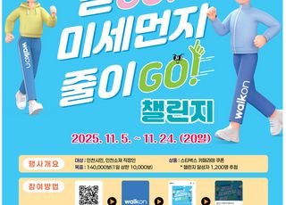 [인천소식] 인천시, ‘걷고(GO) 미세먼지 줄이고(GO)’ 챌린지 운영