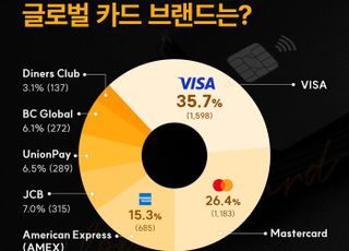 글로벌 카드 브랜드 ‘비자’ 1위…마스터카드·아멕스 상승세
