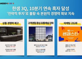 한샘, 10분기 연속 흑자 달성…3분기 영업익 68억원