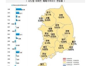 서울 아파트값 오름폭 4주 만에 다시 확대...0.20%↑