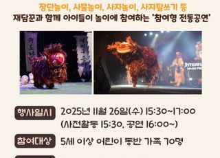 화성시 역사박물관, 11월 문화가 있는 날 '놀이왕 사자' 운영