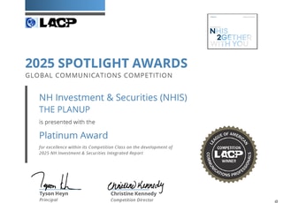 NH투자증권, '2025 LACP 스포트라이트 어워즈' 대상 수상