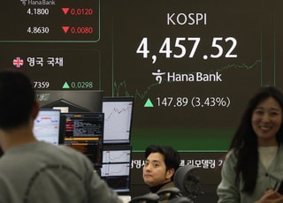 코스피, 삼전·하이닉스 불기둥에 ‘사상 첫’ 4450선 마감 [시황]