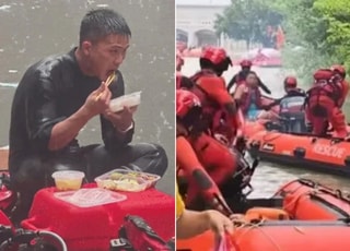 "빗물 닦으며 도시락을..." 홍수 현장 속 소방관 영상 확산
