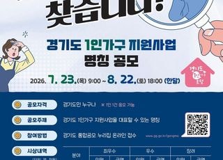 경기도, '1인가구 지원사업 명칭 공모전' 개최
